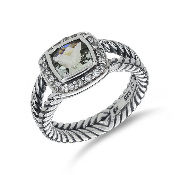 David Yurman Petite Albion Sterling Silver Prasiolite & .20ctw