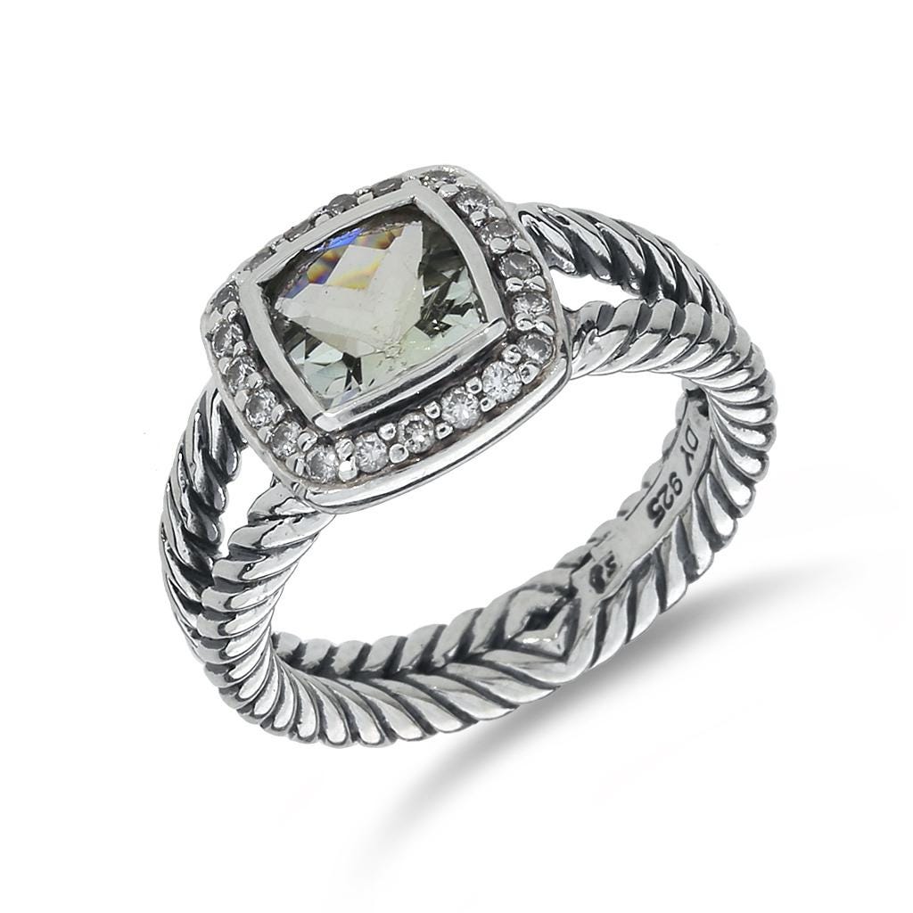 レア　David Yurman 925 ダイヤモンド　天然プラシオライト　リング David yurman ring women - Etsy 日本