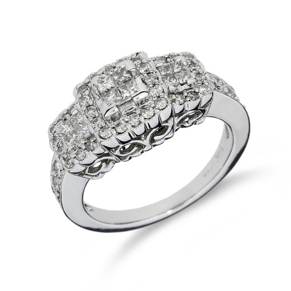 14K White Gold .90ctw Diamond Engagement Ring