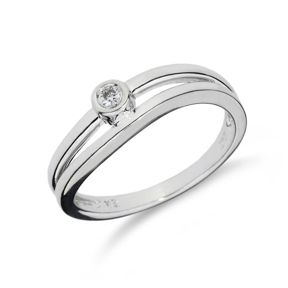 10K White Gold Solitary Natural Diamond Split Sha… - image 1