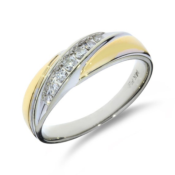 14K Yellow and White Gold Diamond Unisex Wedding B