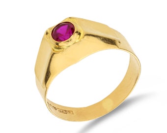 Vintage Swedish 18K Yellow Gold Ruby Band Ring