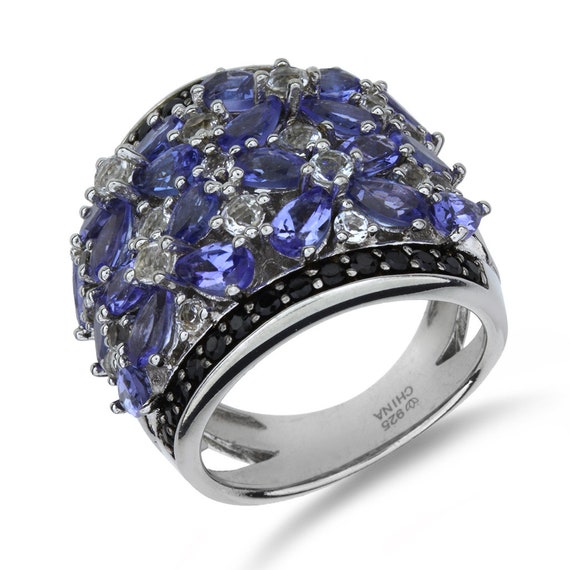 Sterling Silver 8.14ctw Tanzanite, Zircon & Spinel Statement Ring