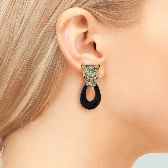 Panetta Vintage Panther Door Knocker Style Earrings - Etsy 日本 