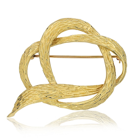 Vintage 14K Yellow Gold Textured Knot Brooch - image 1