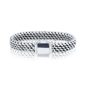 Sterling Silver 7 1/2&quot; 4 Row Fancy Link Bracelet with Foldover Clasp