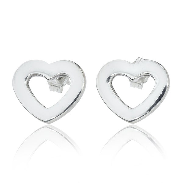 Tiffany & Co Sterling Silver Flat Open Heart Earrings