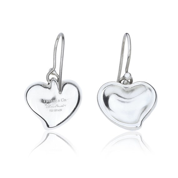 Tiffany & Co. Elsa Peretti Sterling Silver Heart Earrings - Etsy