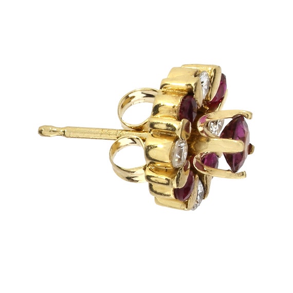 14K Yellow Gold Ruby & Natural Diamond Stud with … - image 5
