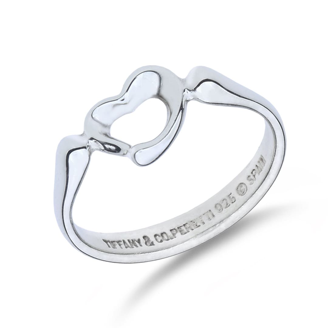 Tiffany Elsa Peretti Sterling Silver Open Heart Ring - Etsy