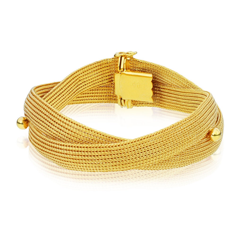 逆輸入 ヴィンテージ 18K メッシュ 編み込み ゴールド イエロー アクセサリー