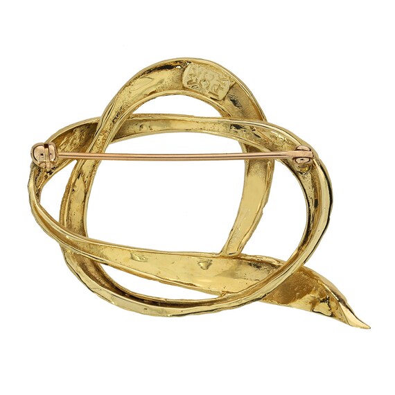 Vintage 14K Yellow Gold Textured Knot Brooch - image 4