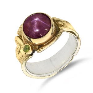 14K Yellow Gold 6.41ct Natural Star Ruby Custom Ring