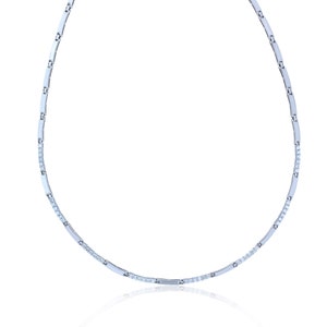 18K White Gold 1.00ctw Natural Diamond 16.5&quot; Bar Necklace