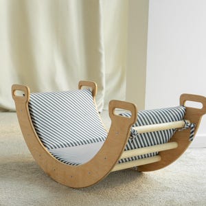 Baby klimboog, kussenset augurk boog, montessori klimboog voor kinderen met kussen, houten peuter schommelstoel montessori boog, babygymset