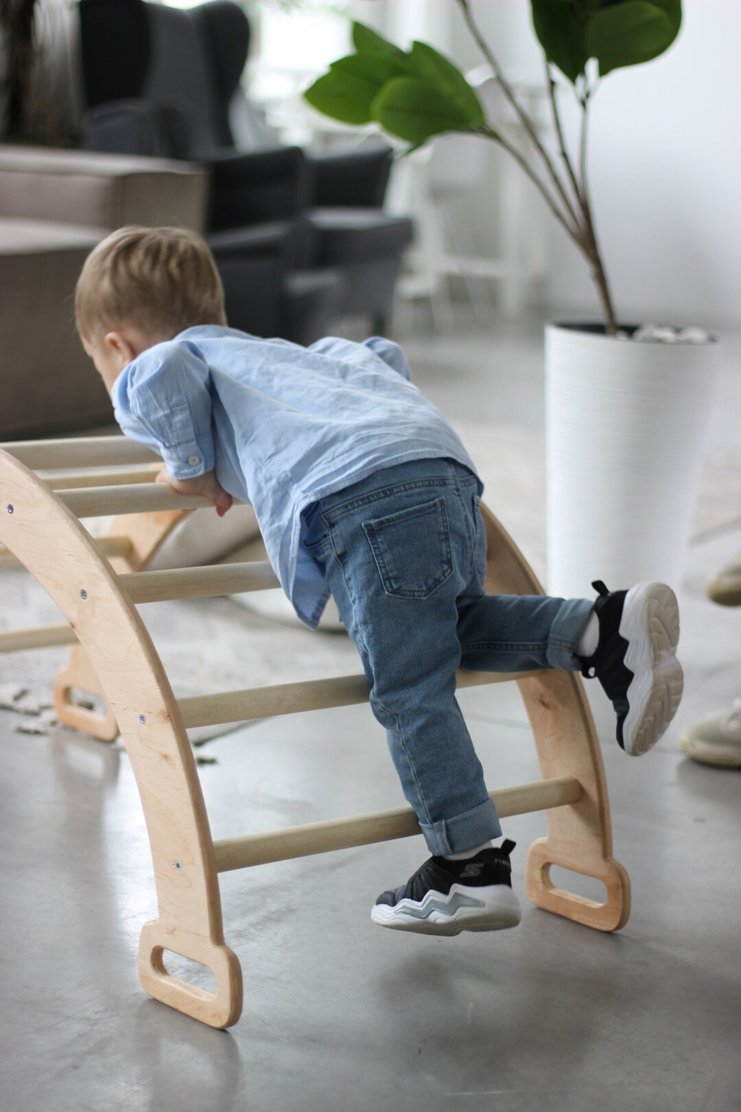 Pickler Rocker Montessori Climbing Arch Pickler for Kids, Wooden Toddler Rocker ...
