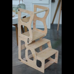 Transformable Foldable Kitchen Tower for Kids, Montessori Learning Stool, Toddler Kitchen  Tower Helper, Adjustable Toddler Step Stool