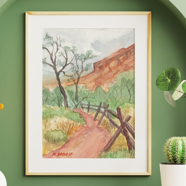 Red Rocks Colorado Watercolor Painting of the Trading Post Trail Fine Art Print Western Wall Art Decor Nature Painting Watercolor Landscape