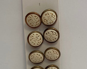Vintage White and Gold Buttons