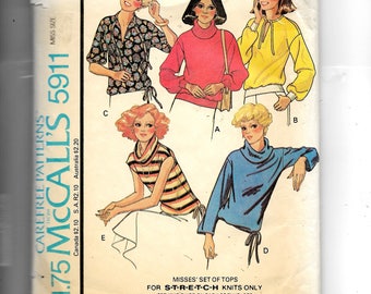 McCall's Misses' Set of Tops For Stretch Knits Only Pattern 5911