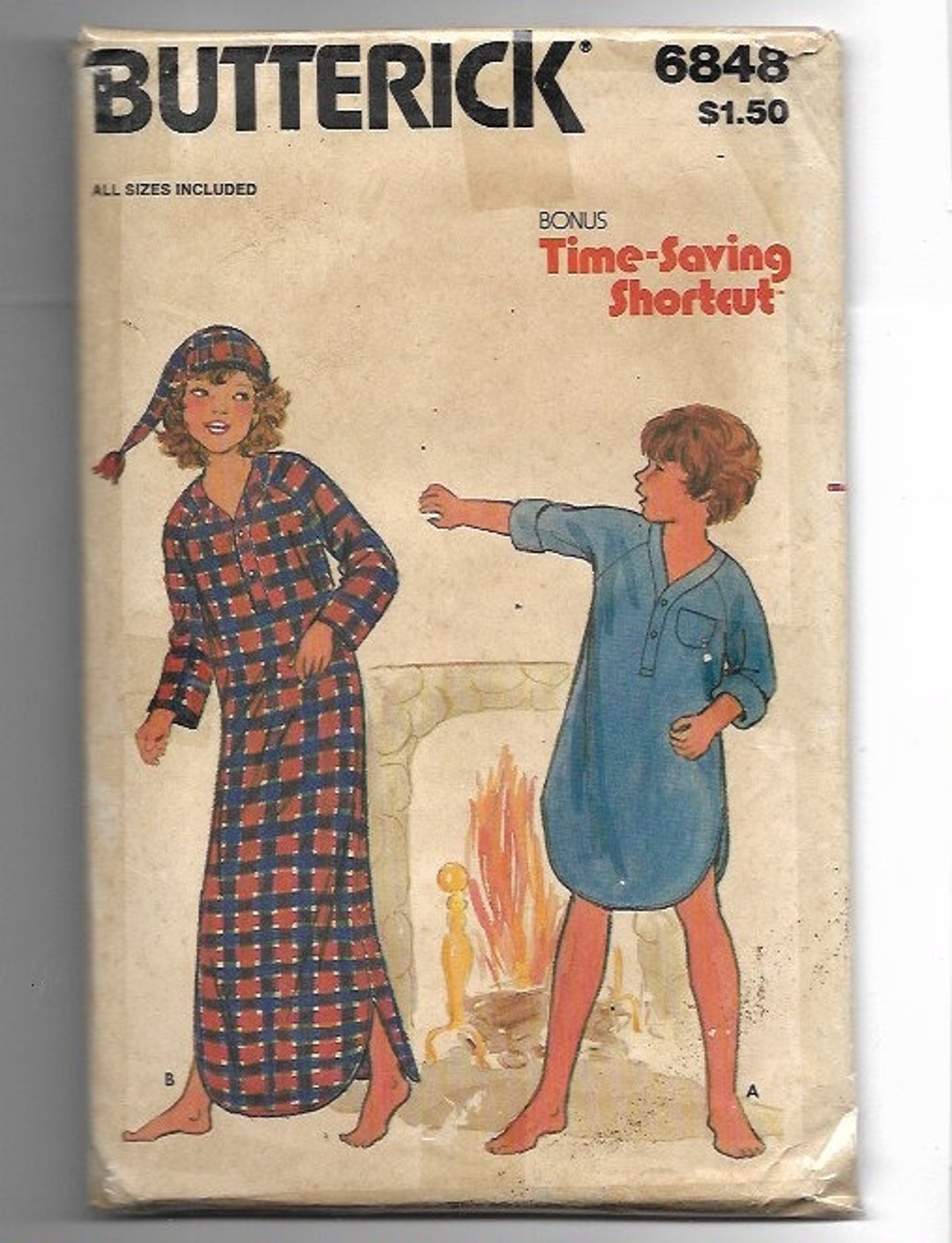 Butterick Child's Nightshirt and Cap Pattern 6848 Etsy