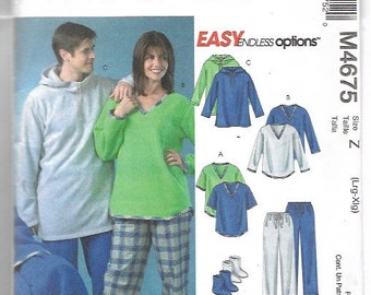 McCall's Misses', Men's and Teen Boys'  Tops, Pants, Socks and Blanket  Pattern 4675