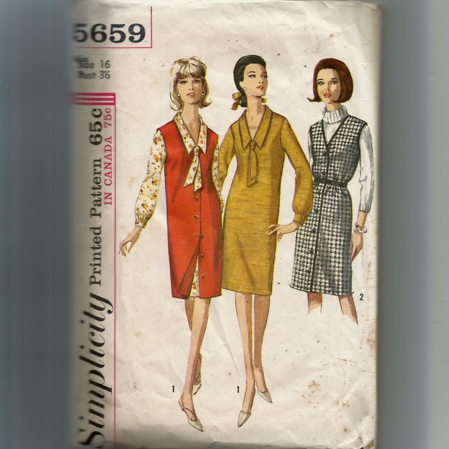 Simplicity Misses' One Piece Dress Jumper and Tie Etsy