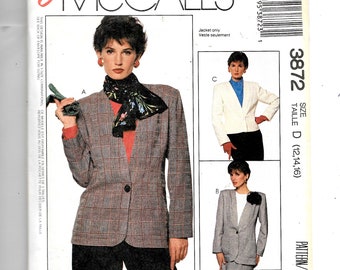 McCall's Misses' Unlined Jacket  Pattern 3872
