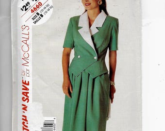 McCalls' Misses' Unlined Jacket and Skirt Pattern 4660