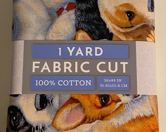1 Yard Fabric Cut Dogs Fabric