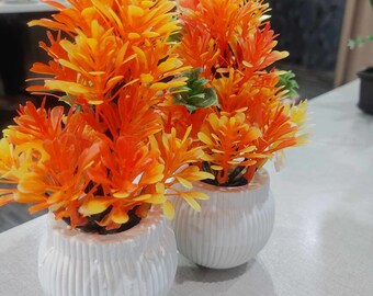 Orange and Green Artificial Bonsai Plant