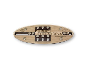 Merry Christmas Wood Puzzle Unique Seasonal Logic Game for Adults Modern Holiday Decor Brain Teaser Geometric Art Sliding Toy Gifts for Him