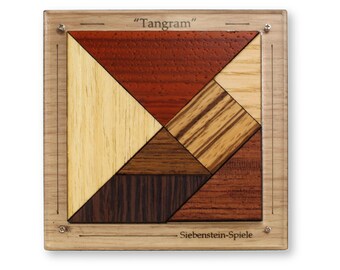 Tangram Wooden Puzzle – Level 6 Classic Brain Teaser – Handmade Wood Logic Game