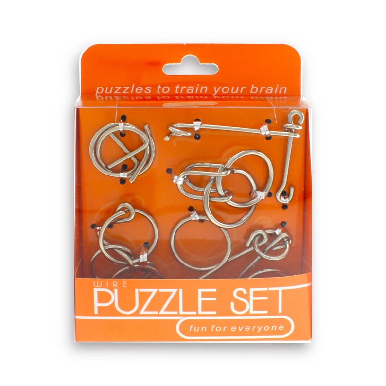 Hanayama Wire Puzzle Set - Orange contains 5 mini wire puzzles. IQ Logic, Brain Teaser, Puzzle Master. image 2