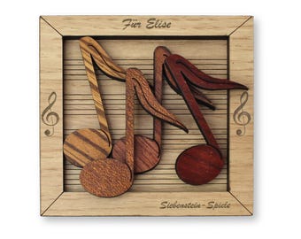 Für Elise Mini Wooden Packing Puzzle – Musical Note Brain Teaser Travel Size Level 7 Difficulty Logic Game Unique Small Wood Desk Toy & Gift