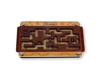 Minotaurus Maze Wood Puzzle – Unique Two-Layer Logic Game for Adults Modern Office Decor Brain Teaser Geometric Art Logic Toy Gifts for Him