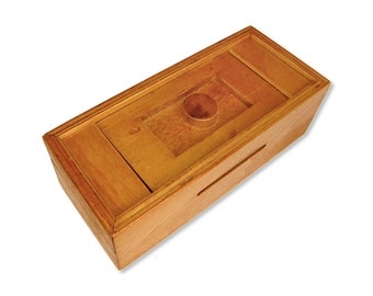 Secret Opening Box Button Bank. Wood Puzzle, Brain Teaser, Game, Mechanical Puzzle, 3D Puzzle, Wooden Puzzle, PuzzleMaster.