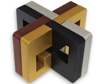 Chiasma Metal Puzzle. Brain Teaser, Mechanical Puzzle, IQ Logic Teaser, 3D Puzzle, PuzzleMaster.