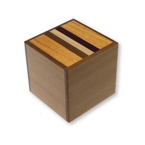 Japanese Puzzle Box, 7 Step Natural Wood Brain Teaser, 2 Sun Cube Logic Box