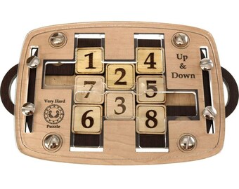 Up & Down Wooden Puzzle – Level 7 Vertical Brain Teaser – Handmade Wood Logic Game