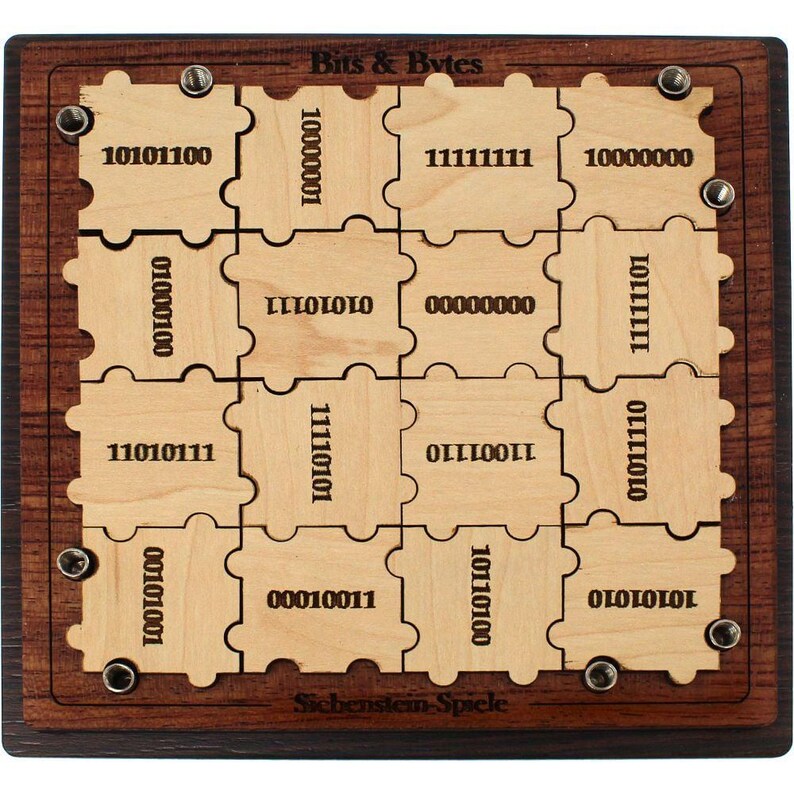 Bits & Bytes Wooden Binary Puzzle: Challenging Logic Game for Programmers image 2