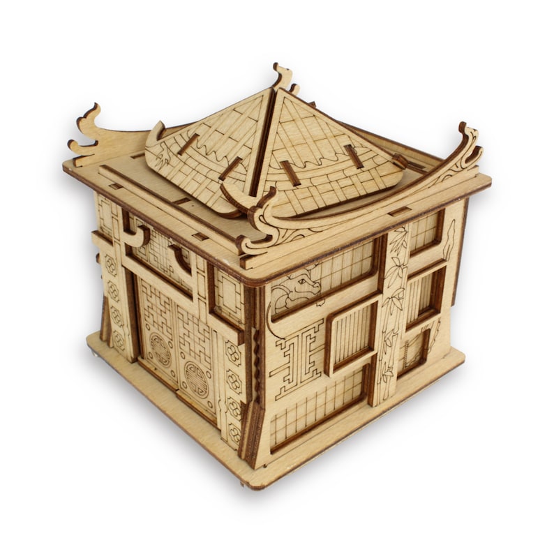 House of the Dragon Wood Puzzle. Puzzle Master. IQ Logic. Brain Teaser. Esc Welt. image 1