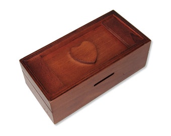 Secret Opening Box Heart Bank Wood Puzzle, Brain Teaser, Game, Mechanical Puzzle, IQ Logic Teaser, 3D Puzzle, Wooden Puzzle