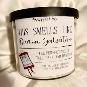 Smells Like Damon Salvatore Kerzen Etikett, digitaler Download, DIY Geschenk, Vampir Tagebücher, Nerd Geschenk.