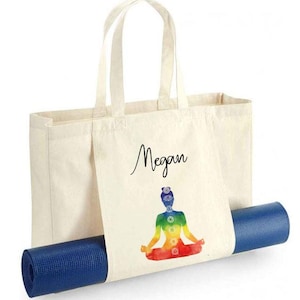 Personalised Yoga Mat Tote Bag: Organic Cotton Canvas with Holder