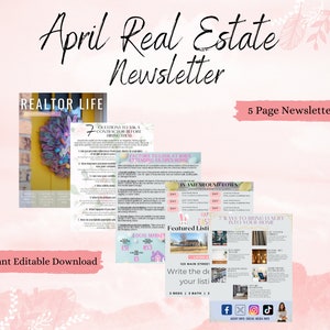 April Real Estate Newsletter,  Real Estate Marketing, Realtor Template, Real Estate Newsletter, Realtor Email Marketing, Canva, Realtor