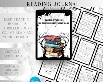 Journal de lecture de livres d'horreur et de thriller, suivi effrayant (numérique et imprimable)