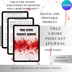 True Crime Podcast Journal: Case Tracker, Episode Notes (Digital Download, Printable)