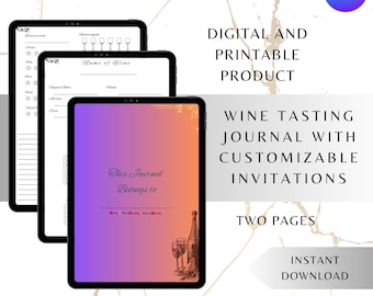 Wine Tasting Journal | Sommelier Digital Log | Wine Rating Sheet for Goodnotes | Aesthetic Vineyard Notes and Cellar Tracker