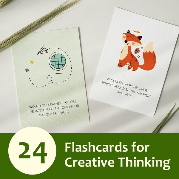 Question Cards for Kids to Expand Imagination, Creative Thinking, Mindfulness for Children, Playroom Game, Educational Flashcards